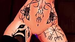 Trans girl rides dildo in VR and cums intensely