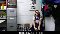 Tiny teen shoplifter gets fucked after toy confiscation