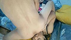 amoul solo in rose satin panties and spandex pants