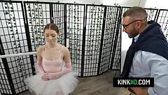 Skinny teen ballerina Myra auditions for a play role with director