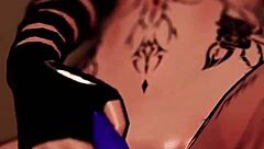 Trans girl rides dildo in VR and cums intensely