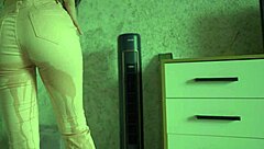 Only women pee in their jeans in this amateur video