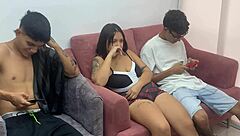 Skinny latina gets nailed in both holes by a black man