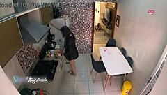 Sexy wife in nightie meets delivery boy in the shower