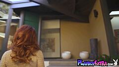 Classy redhead Renee Olstead undresses and performs solo