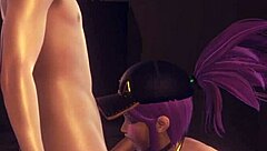 lol hentai akali givin blowjob on street, japanese anime porn got me crazy