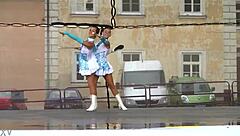 yo, check these two cute majorettes showing off their moves!