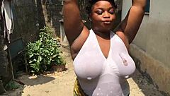 Her big natural tits drive me crazy in outdoor fuck