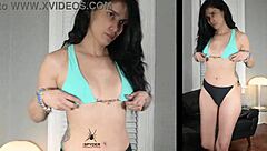 Jazmin shows off a two-tone bikini in a steamy shoot
