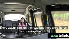 Redhead American babe gets fucked by London driver