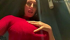 A girl masturbated in the toilet of a nightclub, getting wet with excitement