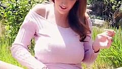 Kat Marie Teases with Public Masturbation, Exposing Big Tits Outdoors!