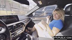 why is that horny blonde masturbating nude in the mall?