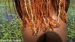 Slim African Woman Bathing In The River With Her Soft Butt Exposed