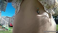 Upskirts jeweled anal plug and wet pussy of model brandi