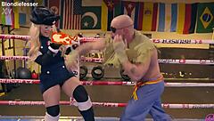 Street fighter cosplay, sexy blondie Wet pussy action