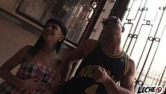 Street hottie sucks cock of Nacho Vidal publicly