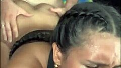 Morena caresses pervert's cock, receives cum on face