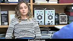 A security guard fucked the blonde thief in the shop