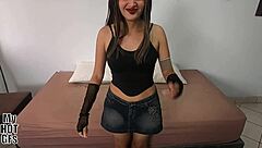 Young gothic latina arrives for first porn casting, ends with creampie