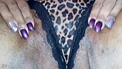 Couple smells granny's sweet pussy and nasty asshole while licking her panties