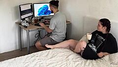 Gamer Girl Blows Stepbro's Cock