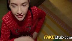 Sexy Santa teen delivers Christmas fuck outdoors.