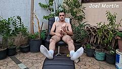 Hairy Latin guy fuck on the fleshlight on the terrace