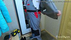 Lucky plumber scores with curvy chubby in costume