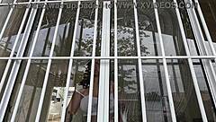 Wife in tight clothes cleans house, gets cum in mouth