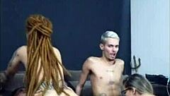 Brazilian Redhead Rides Friend While Wife Blows