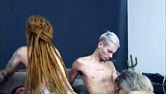 Brazilian Redhead Rides Friend While Wife Blows