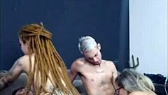 Brazilian Redhead Rides Friend While Wife Blows