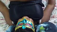 The black woman sat very well on the man's thick ass