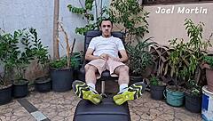 Hairy Latin guy fuck on the fleshlight on the terrace