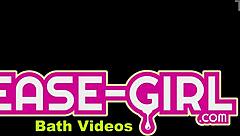 Super hot dark skin model masturbates on sofa for father in law and uncle