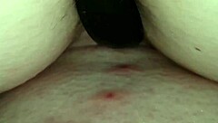Doggystyle with anal plug in backside fucked