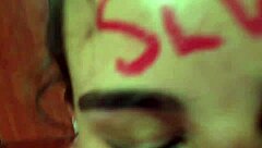 The lipstick slut gets face fucked, slapped and spat on