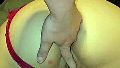 Red thong framing big cheeks and wet pussy?