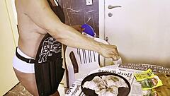 cooking dinner and then bending her over for some anal 😏