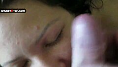 Chubby teen gets her face covered with a huge load of cum