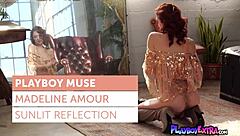 Petite redheadstrips naked in front of the mirror