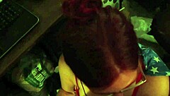 wife gives busty blowjob casually