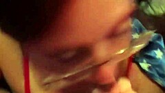 wife gives busty blowjob casually