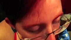 wife gives busty blowjob casually