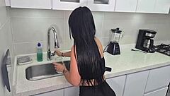 The horny Colombian woman awaited the plumber, ready