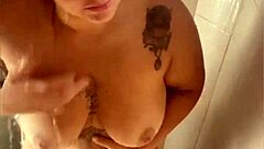 a hot woman takes a bath while flashing in public