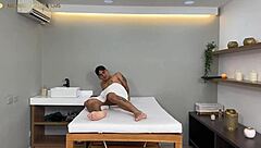 Rosxy Gutierrez gives a happy ending massage to Dani Clark