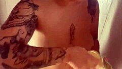 a hot woman takes a bath while flashing in public