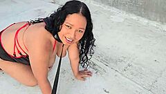 milf dominated on rooftop with facial and dirty talk?